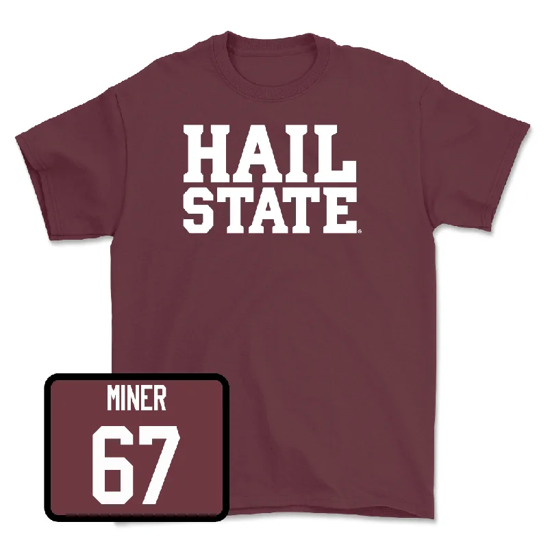 T-Shirt For Event Custom Orders-Maroon Football Hail Tee  - Ethan Miner