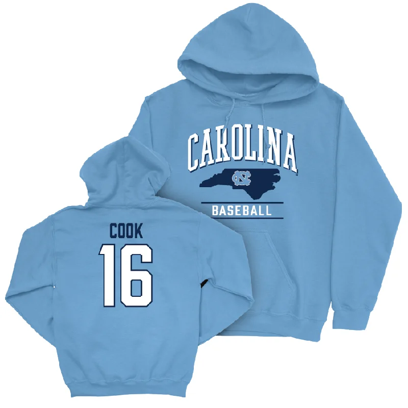 Hoodies For Sale-UNC Baseball Carolina Blue Arch Hoodie  - Casey Cook